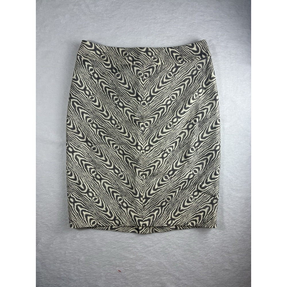 Anthropologie Postmark Skirt Sz 06 Wood Grain Chevron Print Brown White Mini